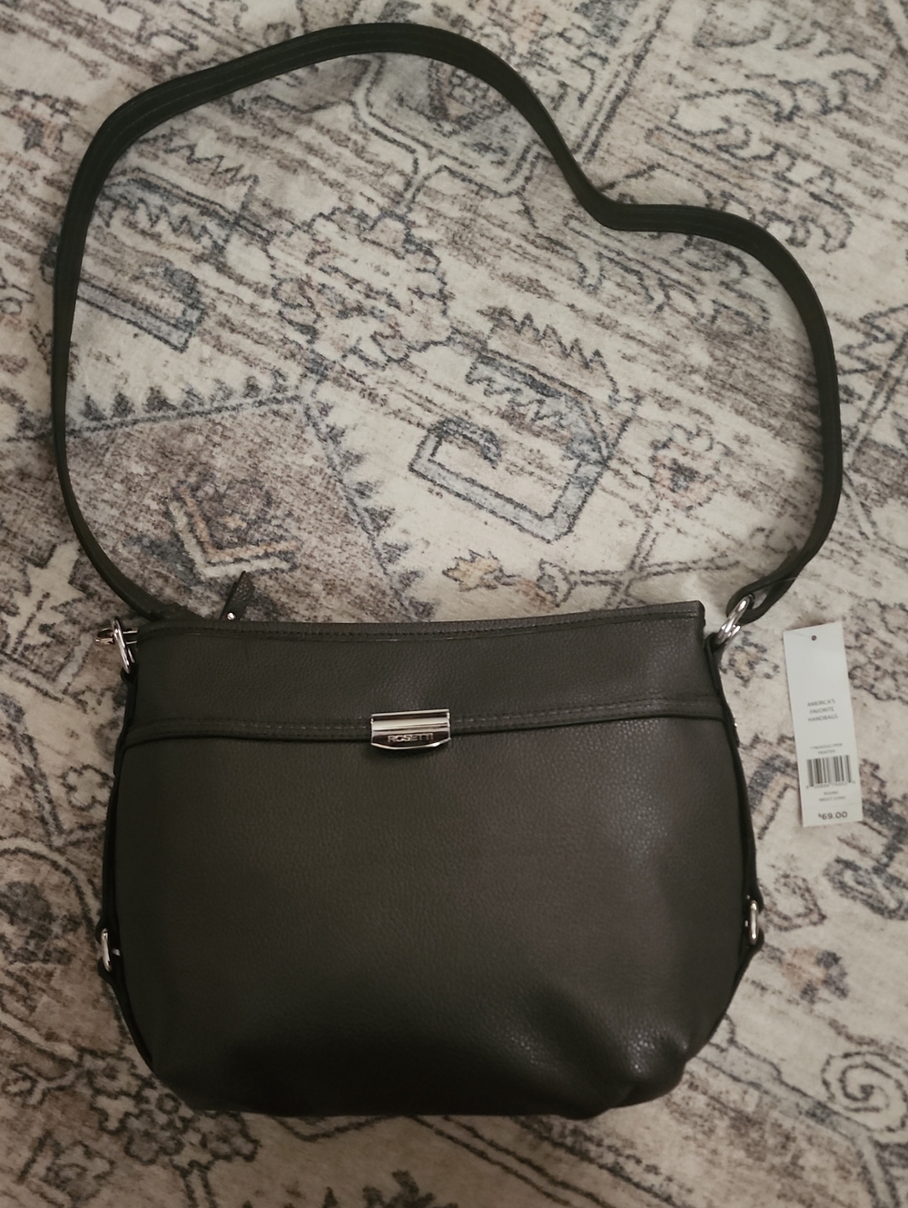 New Rosetti Gray Purse With Long Strap And Silver Hardware NWT